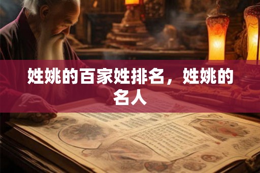 姓姚的百家姓排名，姓姚的名人