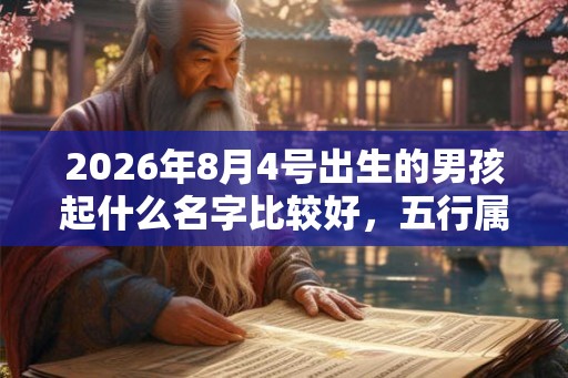 2026年8月4号出生的男孩起什么名字比较好，五行属什么