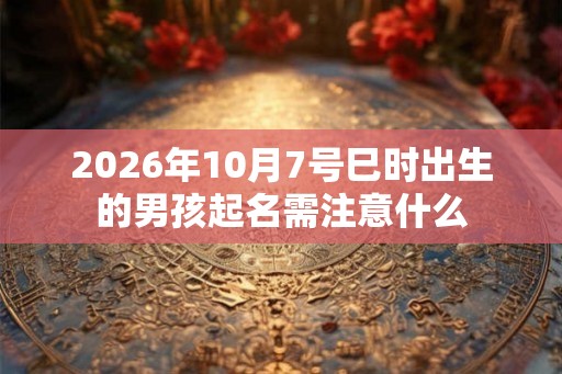 2026年10月7号巳时出生的男孩起名需注意什么