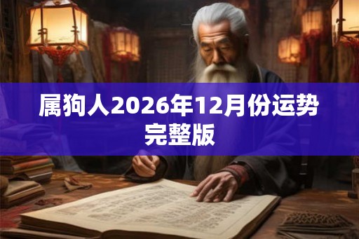 属狗人2026年12月份运势完整版