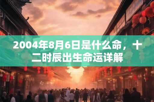 2004年8月6日是什么命，十二时辰出生命运详解