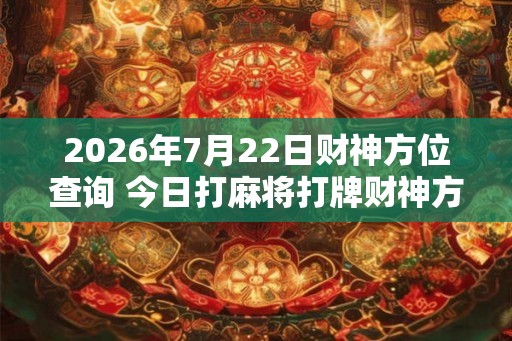 2026年7月22日财神方位查询 今日打麻将打牌财神方位