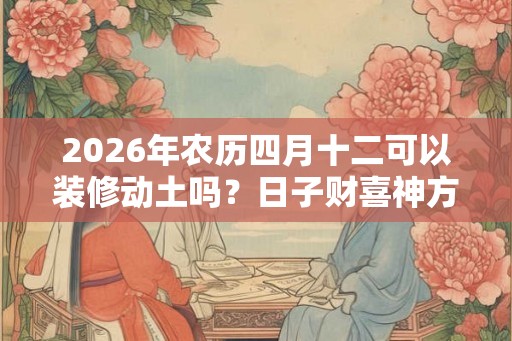 2026年农历四月十二可以装修动土吗？日子财喜神方位在哪？