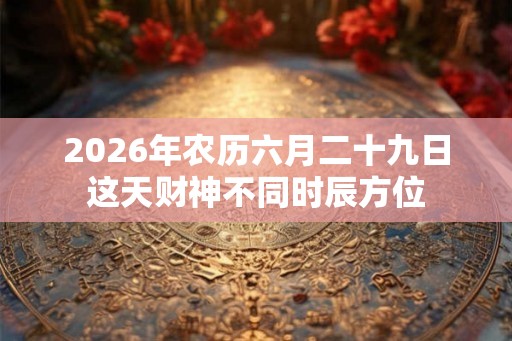 2026年农历六月二十九日这天财神不同时辰方位