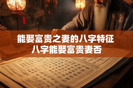 能娶富贵之妻的八字特征 八字能娶富贵妻否