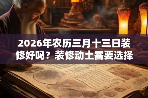 2026年农历三月十三日装修好吗？装修动土需要选择吉日吗？