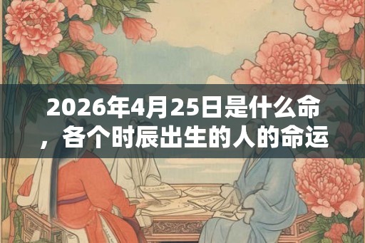 2026年4月25日是什么命，各个时辰出生的人的命运