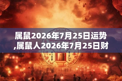 属鼠2026年7月25日运势,属鼠人2026年7月25日财运,生肖鼠2026年7月25日运势
