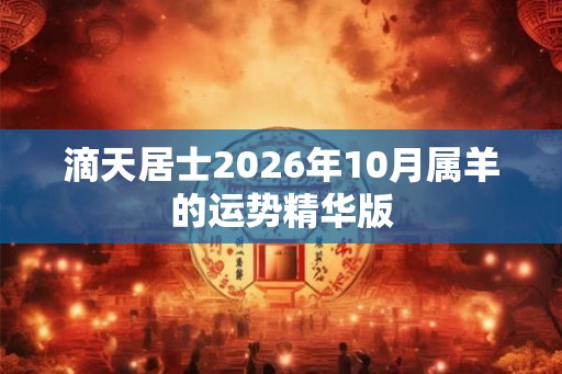 滴天居士2026年10月属羊的运势精华版