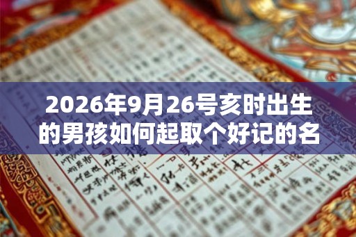 2026年9月26号亥时出生的男孩如何起取个好记的名字，五行属什么