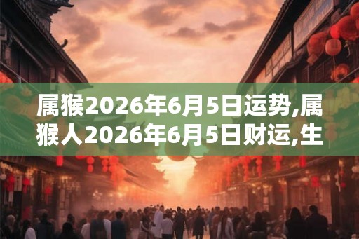 属猴2026年6月5日运势,属猴人2026年6月5日财运,生肖猴2026年6月5日运势