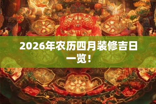 2026年农历四月装修吉日一览！