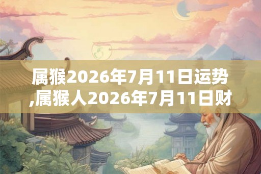 属猴2026年7月11日运势,属猴人2026年7月11日财运,生肖猴2026年7月11日运势
