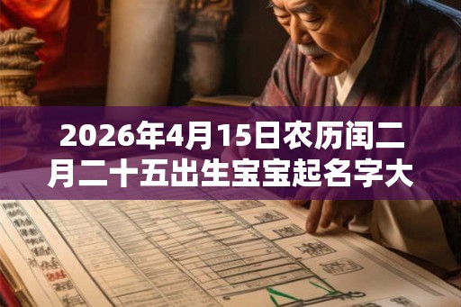2026年4月15日农历闰二月二十五出生宝宝起名字大全