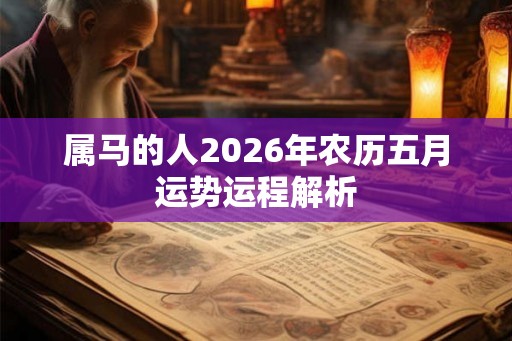 属马的人2026年农历五月运势运程解析