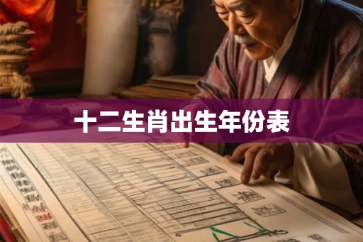 十二生肖出生年份表