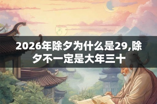 2026年除夕为什么是29,除夕不一定是大年三十