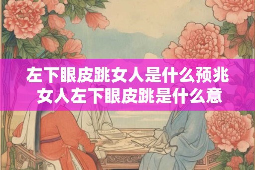 左下眼皮跳女人是什么预兆 女人左下眼皮跳是什么意思