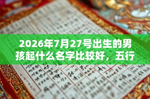 2026年7月27号出生的男孩起什么名字比较好，五行属什么