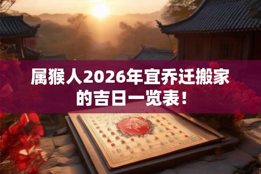 属猴人2026年宜乔迁搬家的吉日一览表！