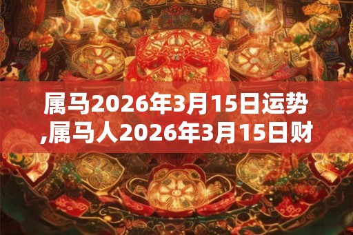 属马2026年3月15日运势,属马人2026年3月15日财运,生肖马2026年3月15日运势