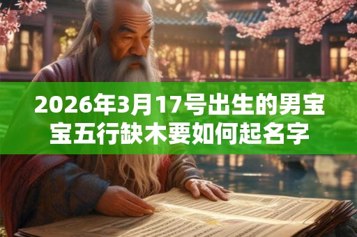 2026年3月17号出生的男宝宝五行缺木要如何起名字