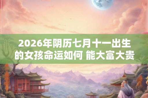 2026年阴历七月十一出生的女孩命运如何 能大富大贵吗