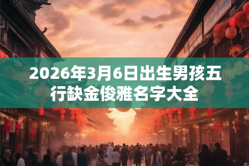2026年3月6日出生男孩五行缺金俊雅名字大全