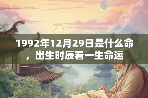 1992年12月29日是什么命，出生时辰看一生命运