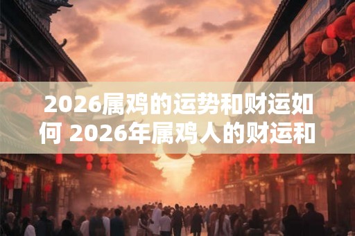 2026属鸡的运势和财运如何 2026年属鸡人的财运和运势