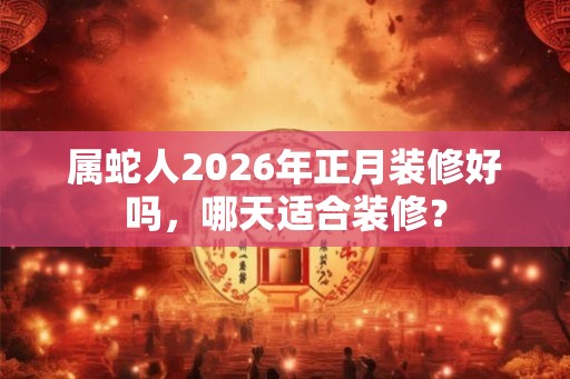 属蛇人2026年正月装修好吗，哪天适合装修？