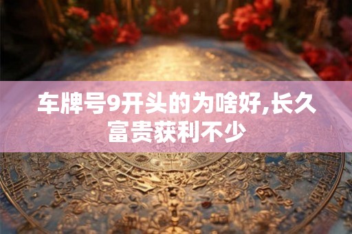 车牌号9开头的为啥好,长久富贵获利不少