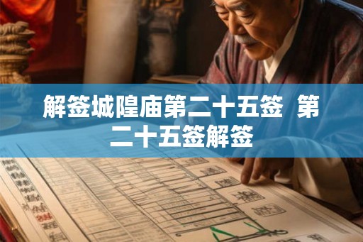 解签城隍庙第二十五签  第二十五签解签
