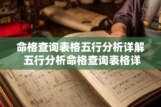 命格查询表格五行分析详解 五行分析命格查询表格详解