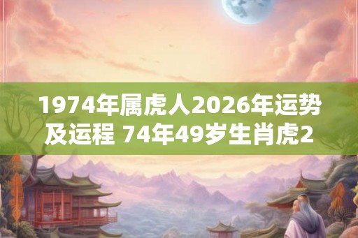 1974年属虎人2026年运势及运程 74年49岁生肖虎2026年每月运势