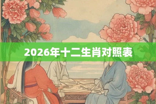 2026年十二生肖对照表