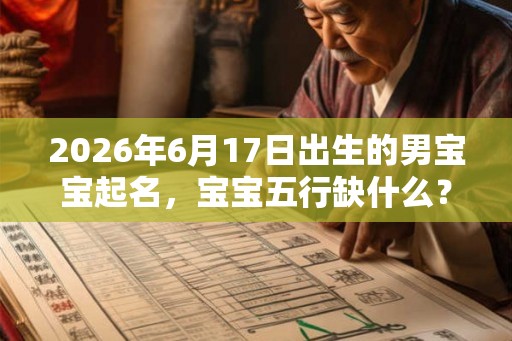 2026年6月17日出生的男宝宝起名，宝宝五行缺什么？