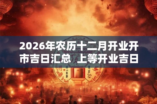 2026年农历十二月开业开市吉日汇总  上等开业吉日查询