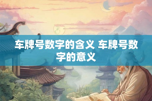 车牌号数字的含义 车牌号数字的意义