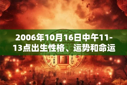 2006年10月16日中午11-13点出生性格、运势和命运