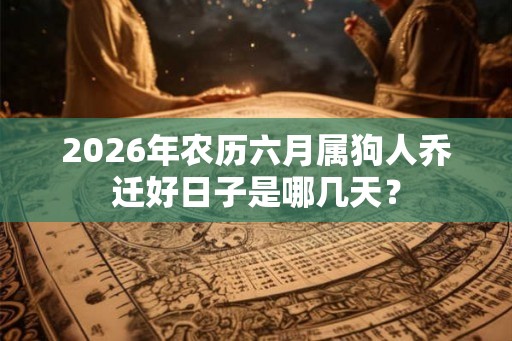 2026年农历六月属狗人乔迁好日子是哪几天? 2026年农历六月属狗人乔迁好日子是哪几天?
