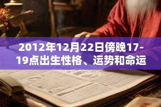2012年12月22日傍晚17-19点出生性格、运势和命运