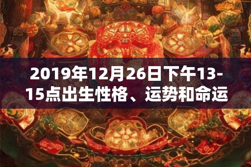 2019年12月26日下午13-15点出生性格、运势和命运