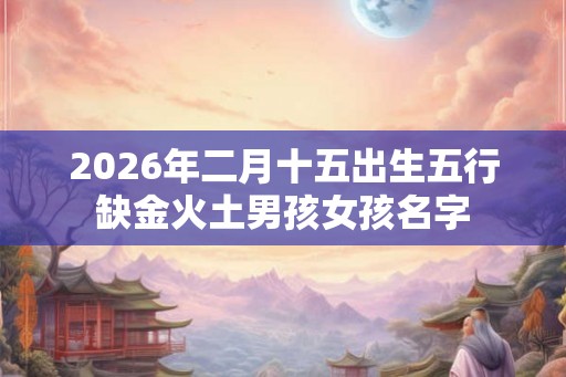 2026年二月十五出生五行缺金火土男孩女孩名字