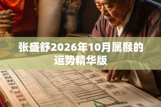 张盛舒2026年10月属猴的运势精华版