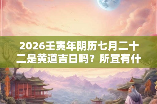 2026壬寅年阴历七月二十二是黄道吉日吗?所宜有什么 2026壬寅年阴历七月二十二是黄道吉日吗?所宜有什么