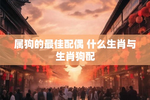 属狗的最佳配偶 什么生肖与生肖狗配
