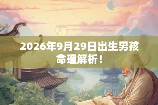 2026年9月29日出生男孩命理解析！