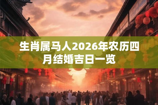 生肖属马人2026年农历四月结婚吉日一览