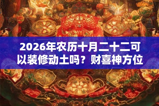 2026年农历十月二十二可以装修动土吗？财喜神方位在哪？